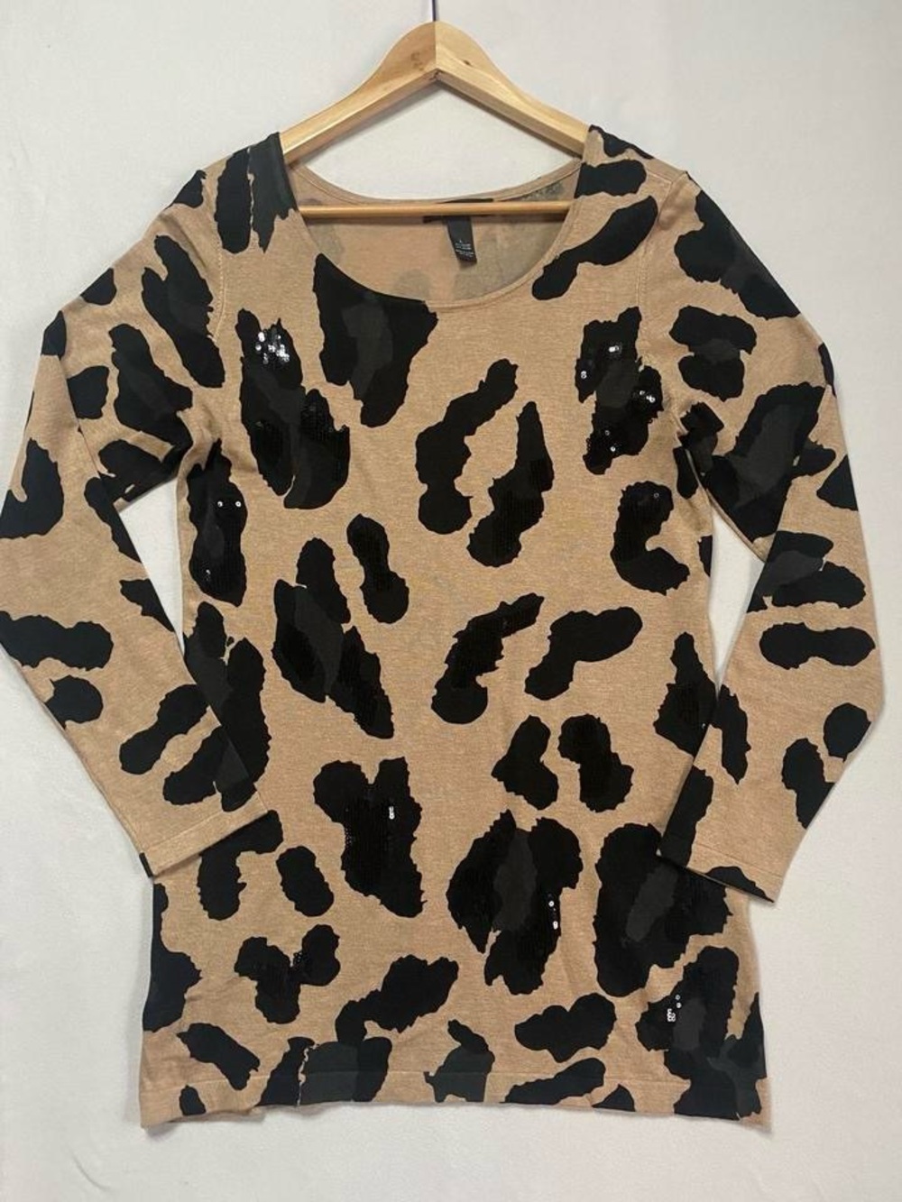 INC International Concepts Tan Sweater Top with Black Label